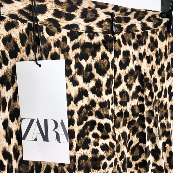 Zara Animal Print Pleated Asymmetrical Midi Skirt - Picture 7 of 10